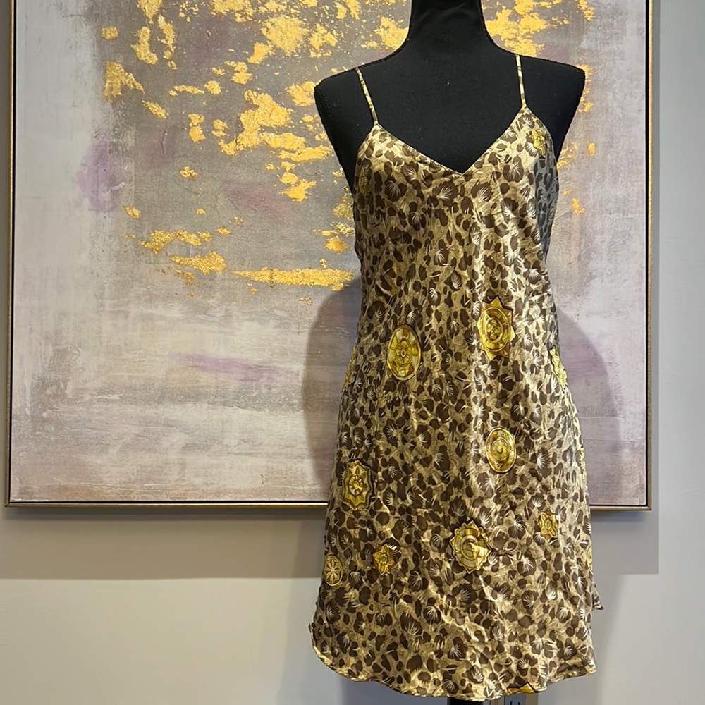 Victoria’s Secret Silk Slip Dress Gold Spaghetti Strap